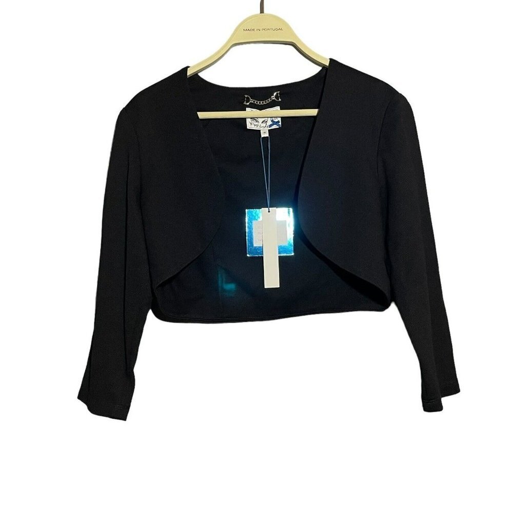 Yoana Baraschi Crop Suit Short Open Business Jacket Women Size M Black Blazer